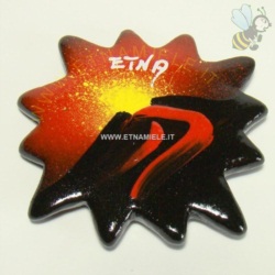 Magnete stella decorato con l`Etna in eruzione 